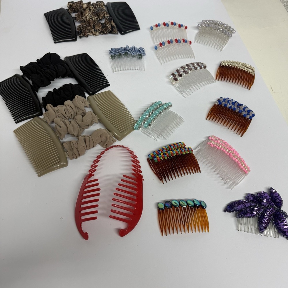 VTG Assortment Of Hair Clasps‎ And Combs  Beaded Sequin